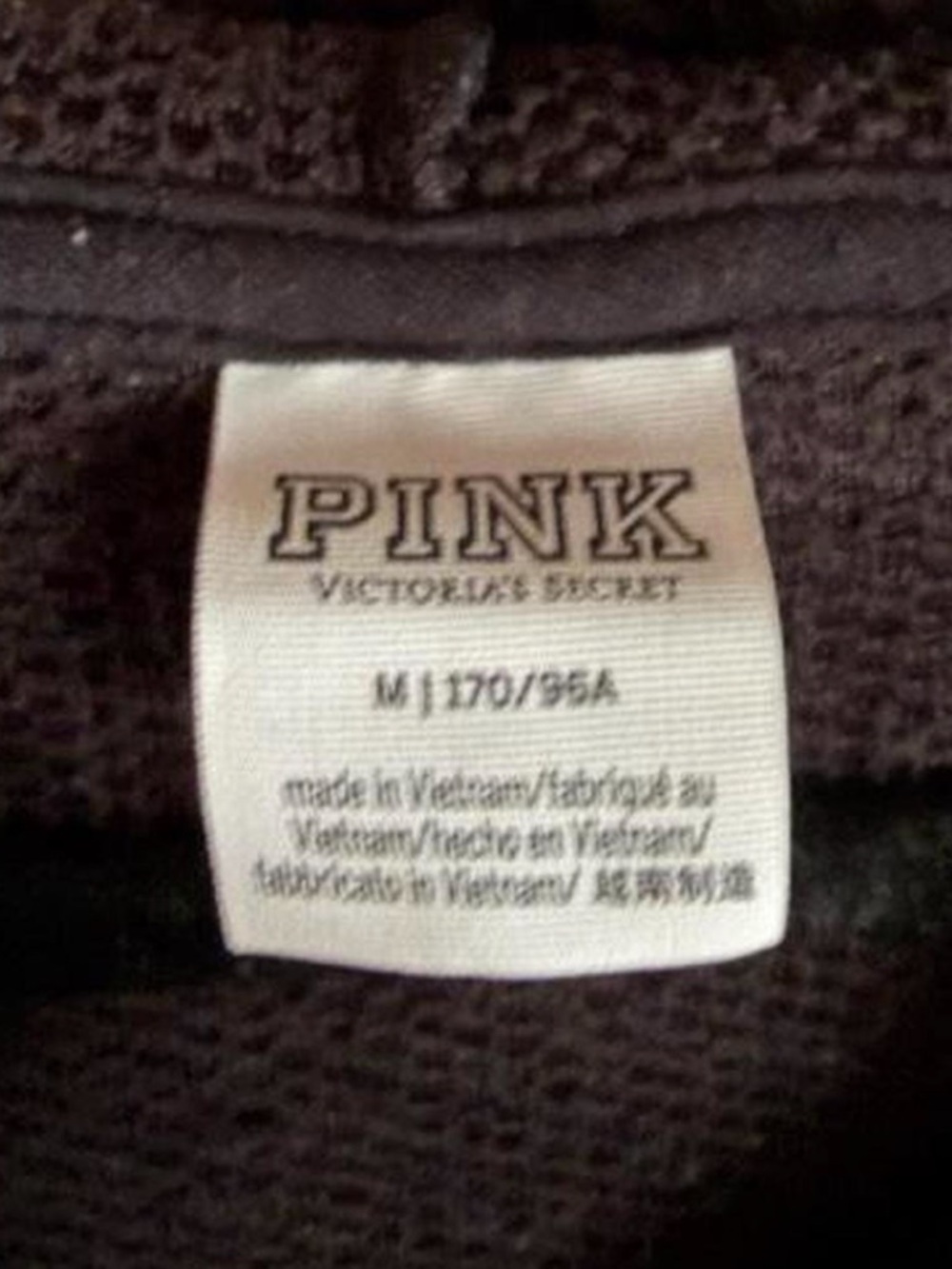 PINK Victoria’s Secret Black Sherpa Half Zip Hoodie Size M Cozy Pullover - Picture 4 of 6